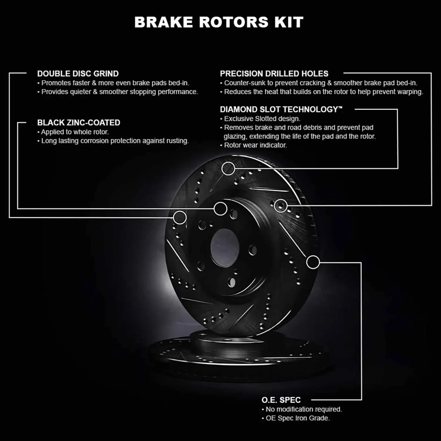 R1 Concepts Front Brake Rotor Kit _Brake Rotors_ Brake Disc _Drilled and Slotted WHPN1-11006 - Image 2